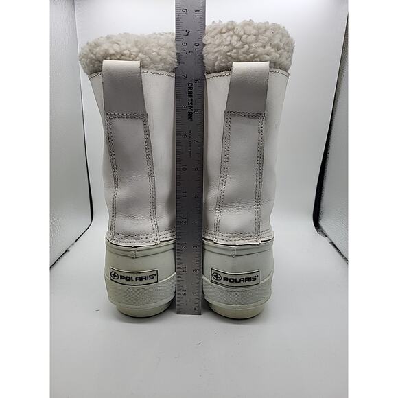 Polaris Winter Snow Boots Women’s 8 White Mid Calf Faux Fur Lace Up Steel Shank - Picture 8 of 15